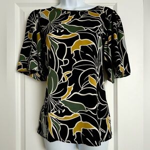 Ann Taylor Factory Tropical Floral Bell Sleeve
Blouse Multi-Color Size Small